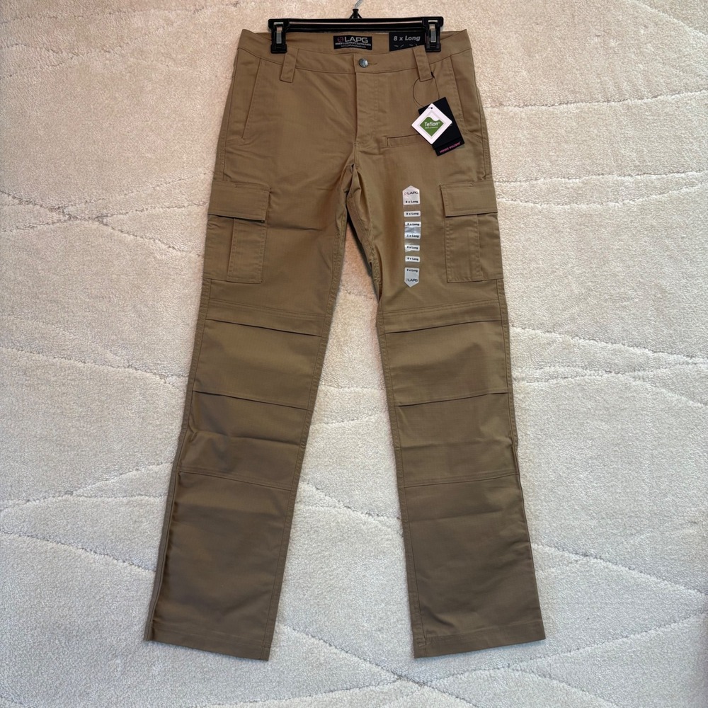 LAPG Stretch Ops Tactical Cargo Pants Women's 8 Long Khaki New With Tags *